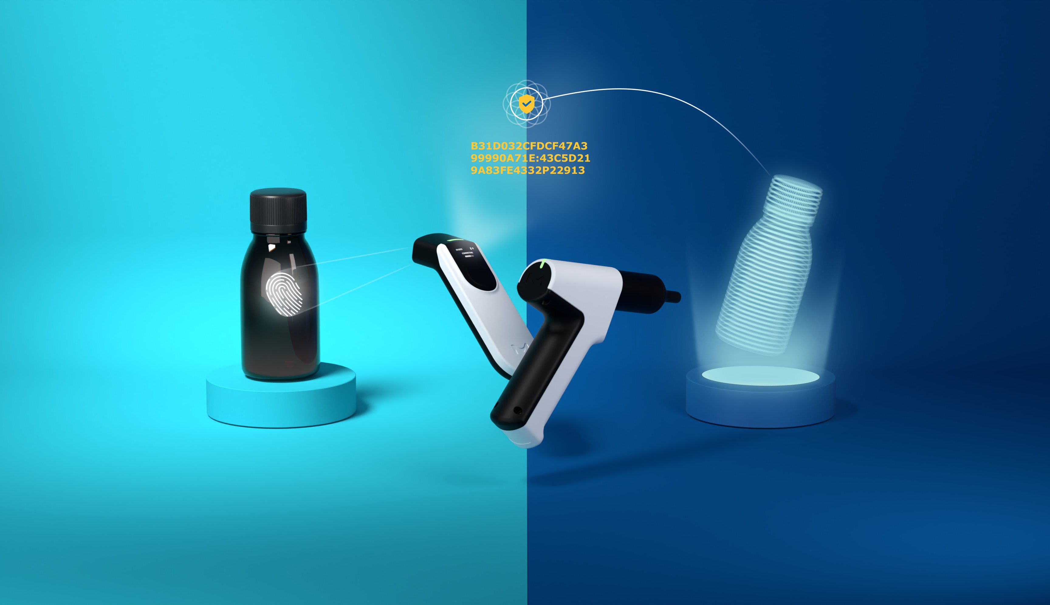 Abstract shapes on the blue background