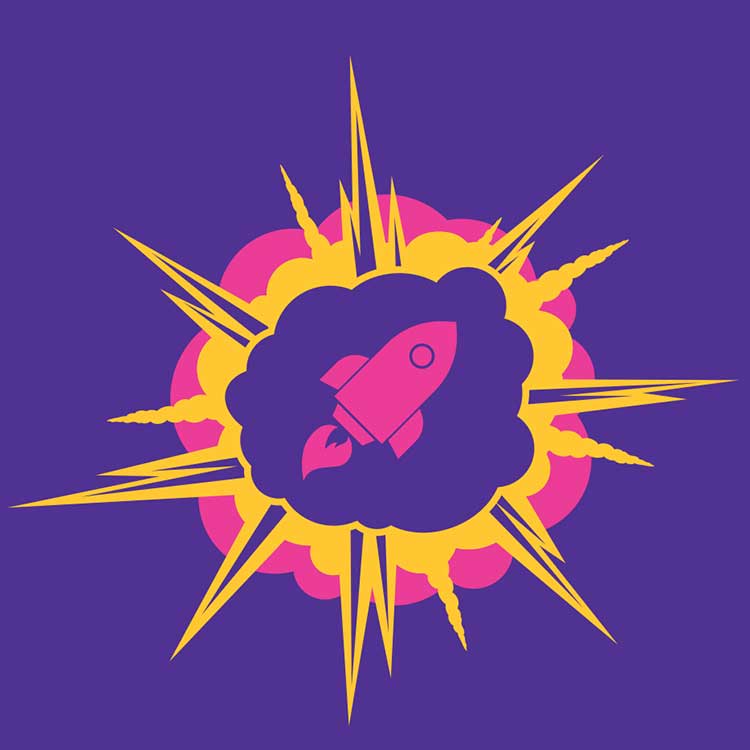 Graphical display of a rocket launching.