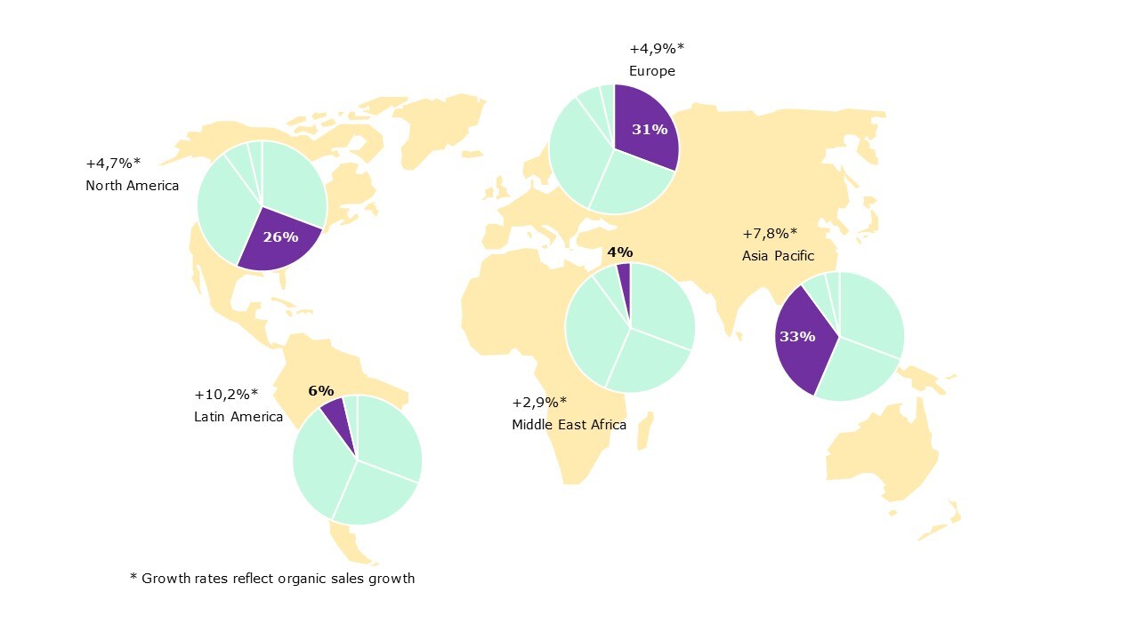 2018 regional organic net sales growth