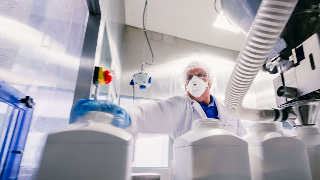 Employee during in-process control in Darmstadt, Germany