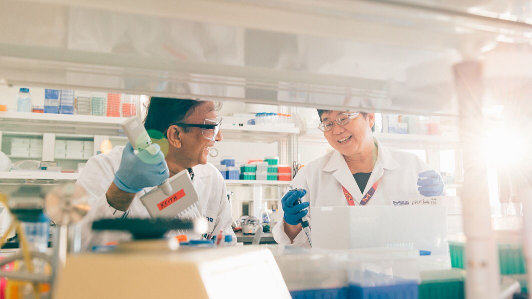 Employees working in the immunoassay R&D lab in St. Louis, USA (Laclede facility).