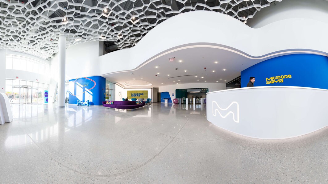 Life Science site’s reception desk in Burlington, USA