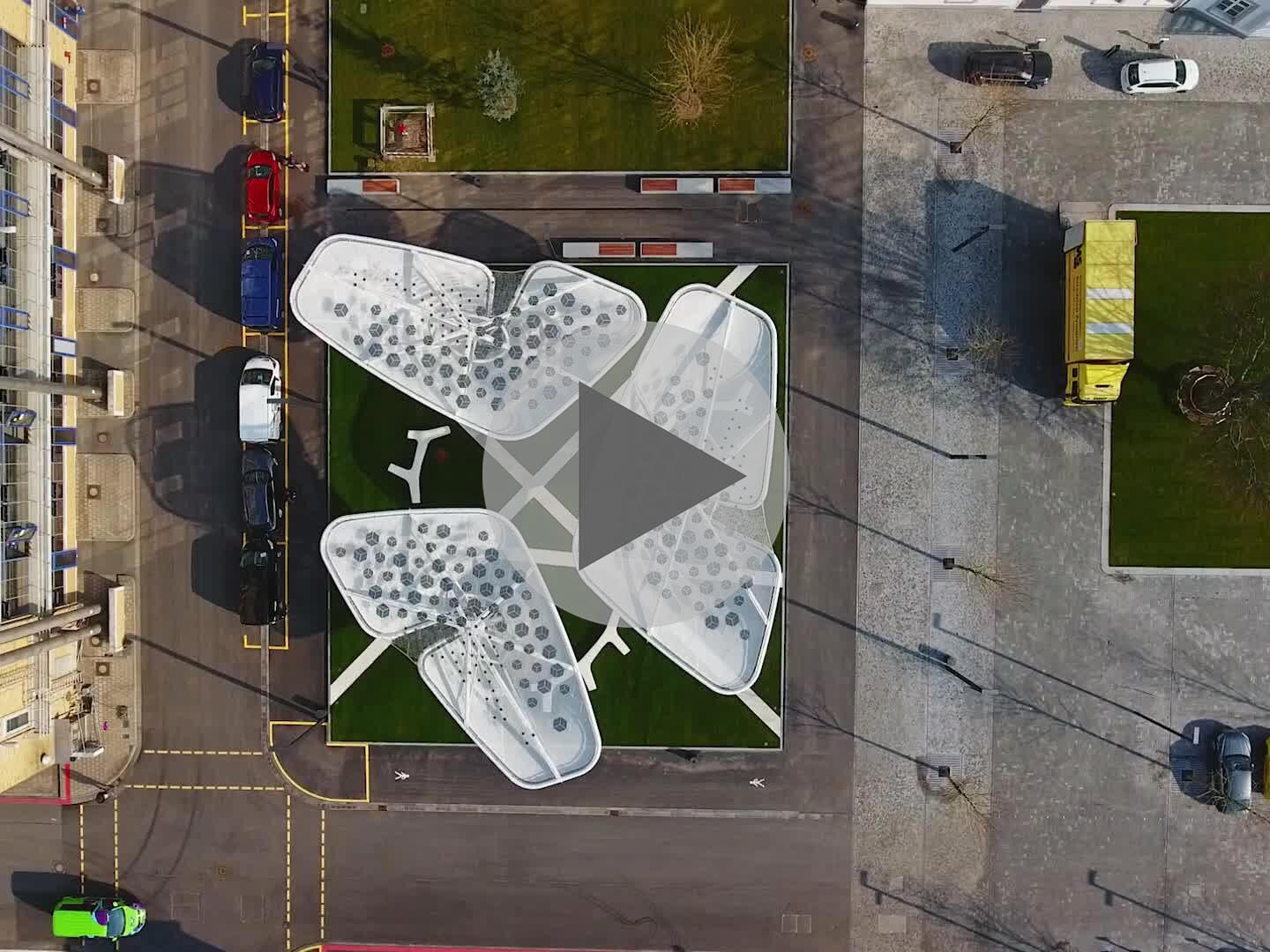 Drone Flight Solar Trees Download Gallery Merck Kgaa Darmstadt Germany