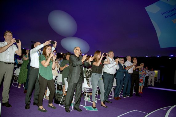 The audience cheering