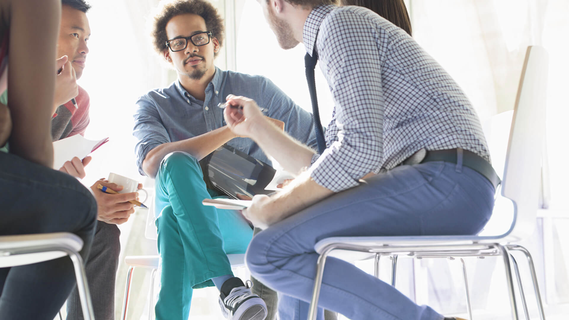    A group meeting taking place