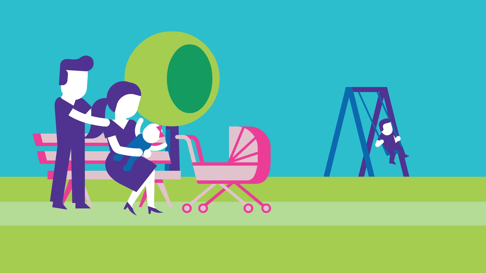  A happy family spending time together in the part after successful IVF treatment