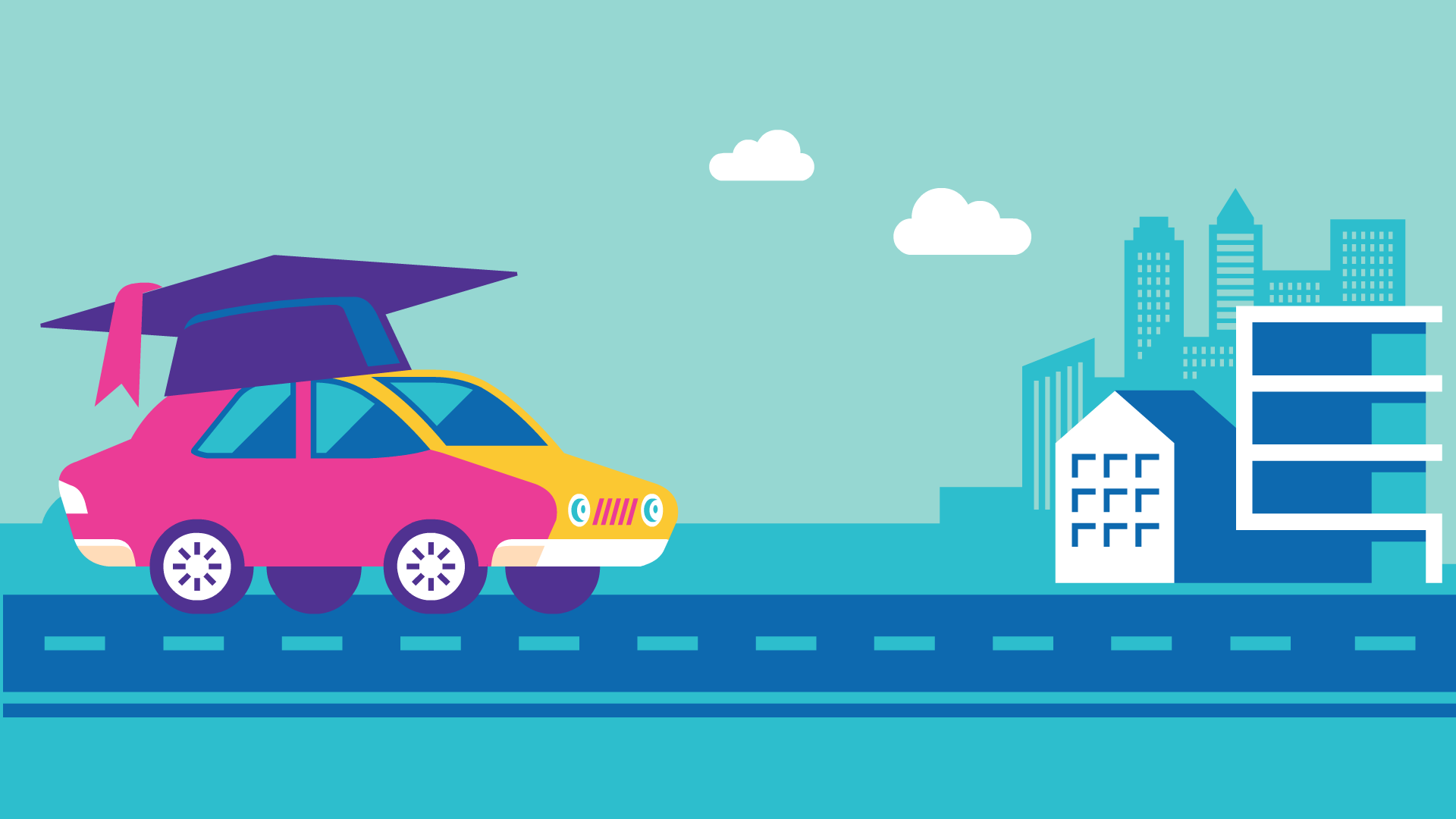 A car in a motarboard 