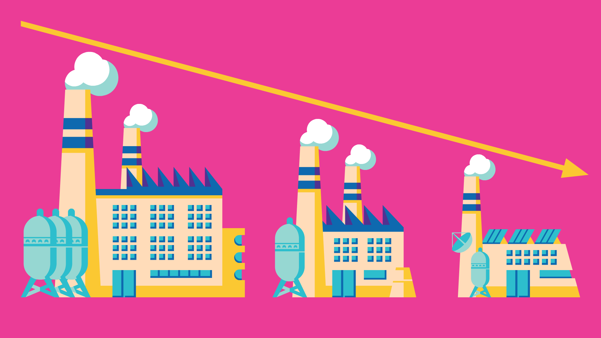 The downsizing of factories as a result of modernization and making companies smaller scale