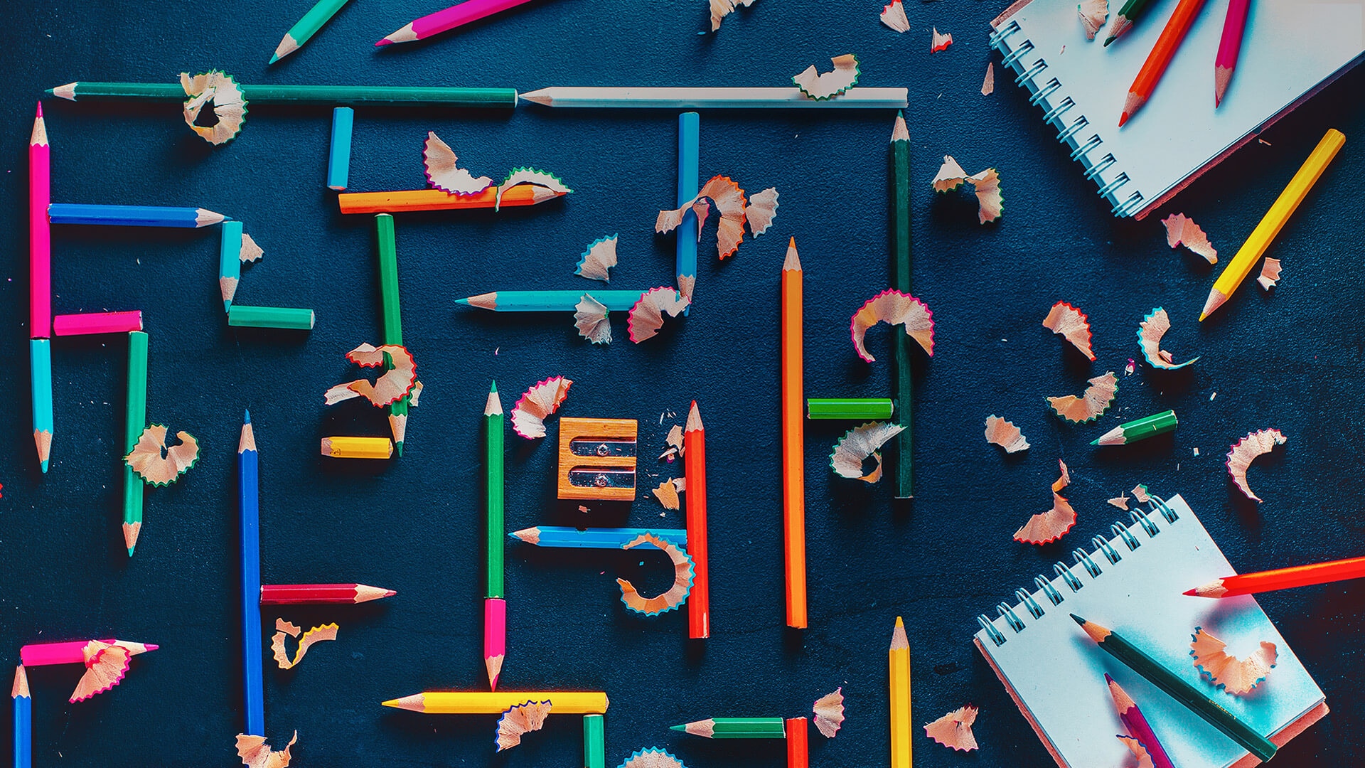  A maze made of crayons 